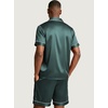 image:imageEkouaer Mens Silk Satin Pajamas Set Short Sleeve Button Up Lounge Pjs SetTeal