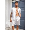 image:imageEkouaer Mens Silk Satin Pajamas Set Short Sleeve Button Up Lounge Pjs SetWhite