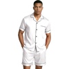 image:imageEkouaer Mens Silk Satin Pajamas Set Short Sleeve Button Up Lounge Pjs SetWhite