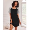 image:imageEkouaer Nightgowns for Women Short Sleeve Sleep Shirts Raglan Night ShirtBlack 2