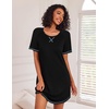 image:imageEkouaer Nightgowns for Women Short Sleeve Sleep Shirts Raglan Night ShirtBlack