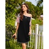 image:imageEkouaer Nightgowns for Women Short Sleeve Sleep Shirts Raglan Night ShirtBlack Pink Floral