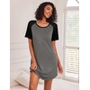 image:imageEkouaer Nightgowns for Women Short Sleeve Sleep Shirts Raglan Night ShirtDark Grey2