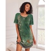 image:imageEkouaer Nightgowns for Women Short Sleeve Sleep Shirts Raglan Night ShirtFloral Green