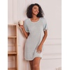 image:imageEkouaer Nightgowns for Women Short Sleeve Sleep Shirts Raglan Night ShirtGrey Striped
