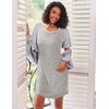 image:imageEkouaer Nightgowns for Women Short Sleeve Sleep Shirts Raglan Night ShirtGrey Striped