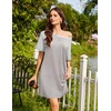 image:imageEkouaer Nightgowns for Women Short Sleeve Sleep Shirts Raglan Night ShirtGrey Striped
