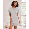 image:imageEkouaer Nightgowns for Women Short Sleeve Sleep Shirts Raglan Night ShirtGrey Striped