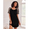 image:imageEkouaer Nightgowns for Women Short Sleeve Sleep Shirts Raglan Night ShirtLeopard