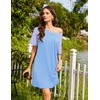 image:imageEkouaer Nightgowns for Women Short Sleeve Sleep Shirts Raglan Night ShirtLight Blue