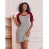 image:imageEkouaer Nightgowns for Women Short Sleeve Sleep Shirts Raglan Night ShirtLight Grey2