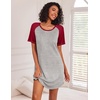 image:imageEkouaer Nightgowns for Women Short Sleeve Sleep Shirts Raglan Night ShirtLight Grey2