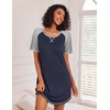 image:imageEkouaer Nightgowns for Women Short Sleeve Sleep Shirts Raglan Night ShirtNavy Blue
