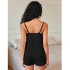 image:imageEkouaer Pajama Sets for Women Cute Printed Lace Cami Pj Shorts SetBlack