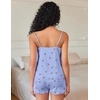 image:imageEkouaer Pajama Sets for Women Cute Printed Lace Cami Pj Shorts SetBlue Cherry