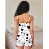 image:imageEkouaer Pajama Sets for Women Cute Printed Lace Cami Pj Shorts SetCow Print