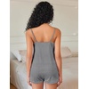 image:imageEkouaer Pajama Sets for Women Cute Printed Lace Cami Pj Shorts SetGray