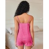 image:imageEkouaer Pajama Sets for Women Cute Printed Lace Cami Pj Shorts SetHot Pink Leopard