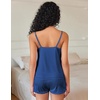 image:imageEkouaer Pajama Sets for Women Cute Printed Lace Cami Pj Shorts SetNavy Blue