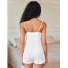 image:imageEkouaer Pajama Sets for Women Cute Printed Lace Cami Pj Shorts SetWhite