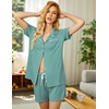 image:imageEkouaer Pajamas Set for Women Short Sleeve Sleepwear Button Down Pj XSXXXLAqua Green