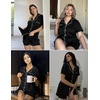 image:imageEkouaer Pajamas Set for Women Short Sleeve Sleepwear Button Down Pj XSXXXLBlack