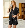 image:imageEkouaer Pajamas Set for Women Short Sleeve Sleepwear Button Down Pj XSXXXLBlack With Stars