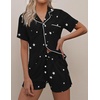 image:imageEkouaer Pajamas Set for Women Short Sleeve Sleepwear Button Down Pj XSXXXLBlack With Stars