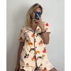 image:imageEkouaer Pajamas Set for Women Short Sleeve Sleepwear Button Down Pj XSXXXLChampagne Dog Print