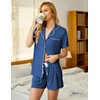 image:imageEkouaer Pajamas Set for Women Short Sleeve Sleepwear Button Down Pj XSXXXLClear Blue