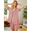 image:imageEkouaer Pajamas Set for Women Short Sleeve Sleepwear Button Down Pj XSXXXLDark Pink
