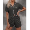 image:imageEkouaer Pajamas Set for Women Short Sleeve Sleepwear Button Down Pj XSXXXLDeep Flower Gray