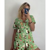 image:imageEkouaer Pajamas Set for Women Short Sleeve Sleepwear Button Down Pj XSXXXLGreen Cat Print