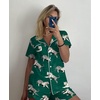 image:imageEkouaer Pajamas Set for Women Short Sleeve Sleepwear Button Down Pj XSXXXLGreen Tiger Print