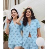 image:imageEkouaer Pajamas Set for Women Short Sleeve Sleepwear Button Down Pj XSXXXLLight Blue Bows