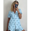 image:imageEkouaer Pajamas Set for Women Short Sleeve Sleepwear Button Down Pj XSXXXLLight Blue Bows