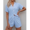 image:imageEkouaer Pajamas Set for Women Short Sleeve Sleepwear Button Down Pj XSXXXLLight Sky Blue