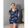 image:imageEkouaer Pajamas Set for Women Short Sleeve Sleepwear Button Down Pj XSXXXLNavy With Zebra Print