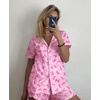 image:imageEkouaer Pajamas Set for Women Short Sleeve Sleepwear Button Down Pj XSXXXLPink Bow Print