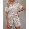 image:imageEkouaer Pajamas Set for Women Short Sleeve Sleepwear Button Down Pj XSXXXLPink Leopard