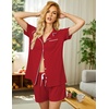 image:imageEkouaer Pajamas Set for Women Short Sleeve Sleepwear Button Down Pj XSXXXLRed