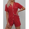 image:imageEkouaer Pajamas Set for Women Short Sleeve Sleepwear Button Down Pj XSXXXLRed