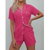 image:imageEkouaer Pajamas Set for Women Short Sleeve Sleepwear Button Down Pj XSXXXLRose Red