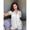 image:imageEkouaer Pajamas Set for Women Short Sleeve Sleepwear Button Down Pj XSXXXLWhite