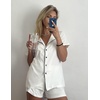 image:imageEkouaer Pajamas Set for Women Short Sleeve Sleepwear Button Down Pj XSXXXLWhite