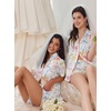 image:imageEkouaer Pajamas Set for Women Short Sleeve Sleepwear Button Down Pj XSXXXLWhite With Colorful Bows