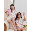 image:imageEkouaer Pajamas Set for Women Short Sleeve Sleepwear Button Down Pj XSXXXLWhite With Colorful Bows