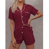 image:imageEkouaer Pajamas Set for Women Short Sleeve Sleepwear Button Down Pj XSXXXLWine Red