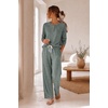 image:imageEkouaer Pajamas for Women Set Soft Longe Sleeve 2 Piece Lounge SetArmy