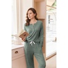 image:imageEkouaer Pajamas for Women Set Soft Longe Sleeve 2 Piece Lounge SetArmy